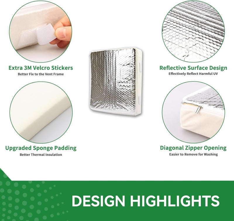 RVINGPRO 2 Pack RV Skylight Insulators 14" x 14" RV Vent Insulations for Vent Inside Camper Trailer, with Storage Bag - Image 5